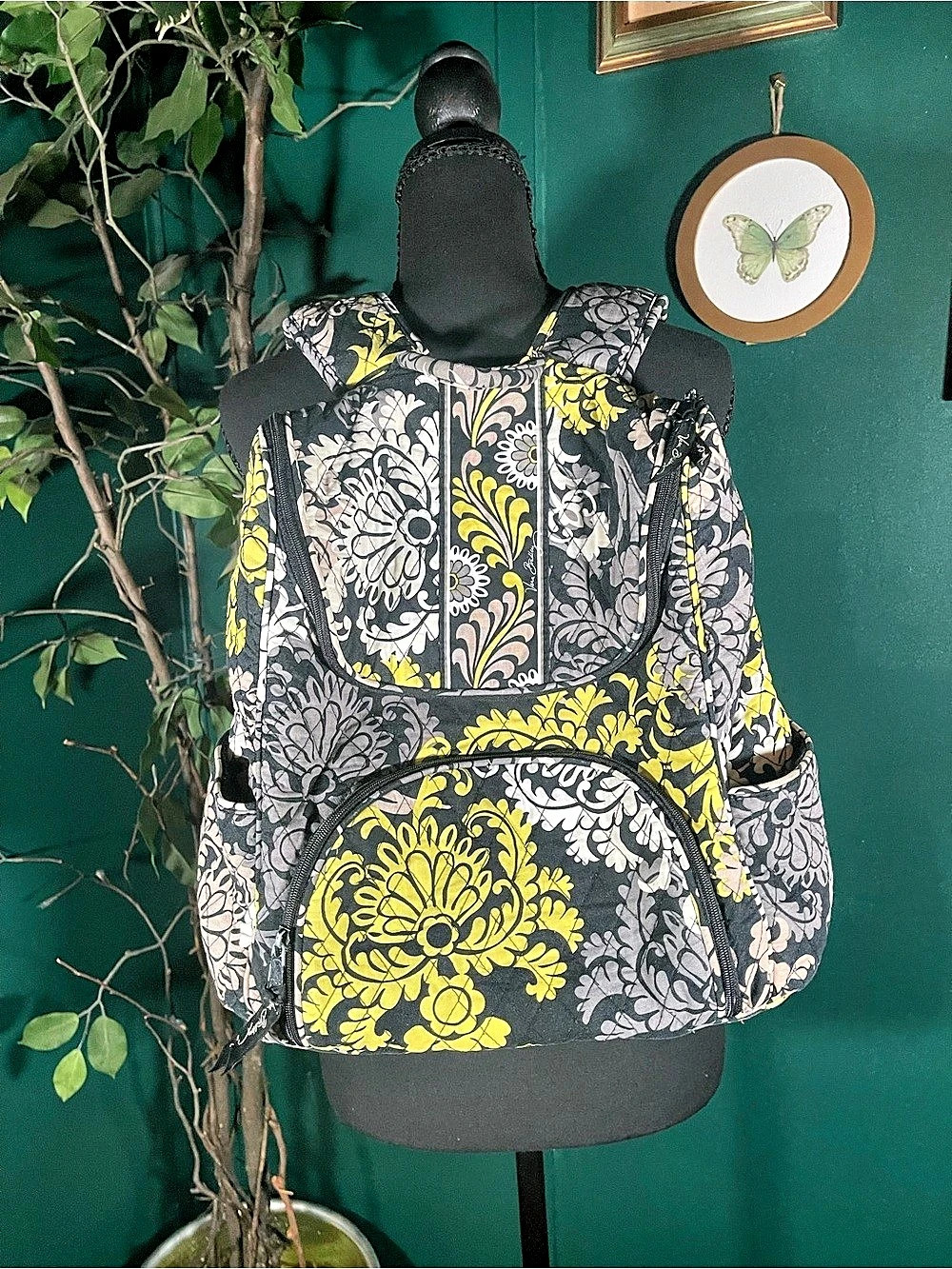 Vera Bradley Campus Backpack Floral Black & Green